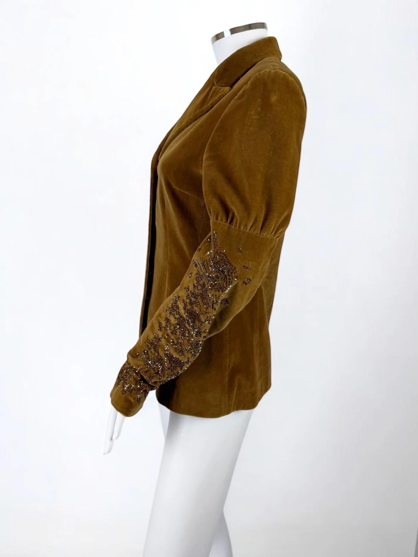Women's Dries Van Noten Brown Velvet Beaded Blazer, FW 1999 For Sale