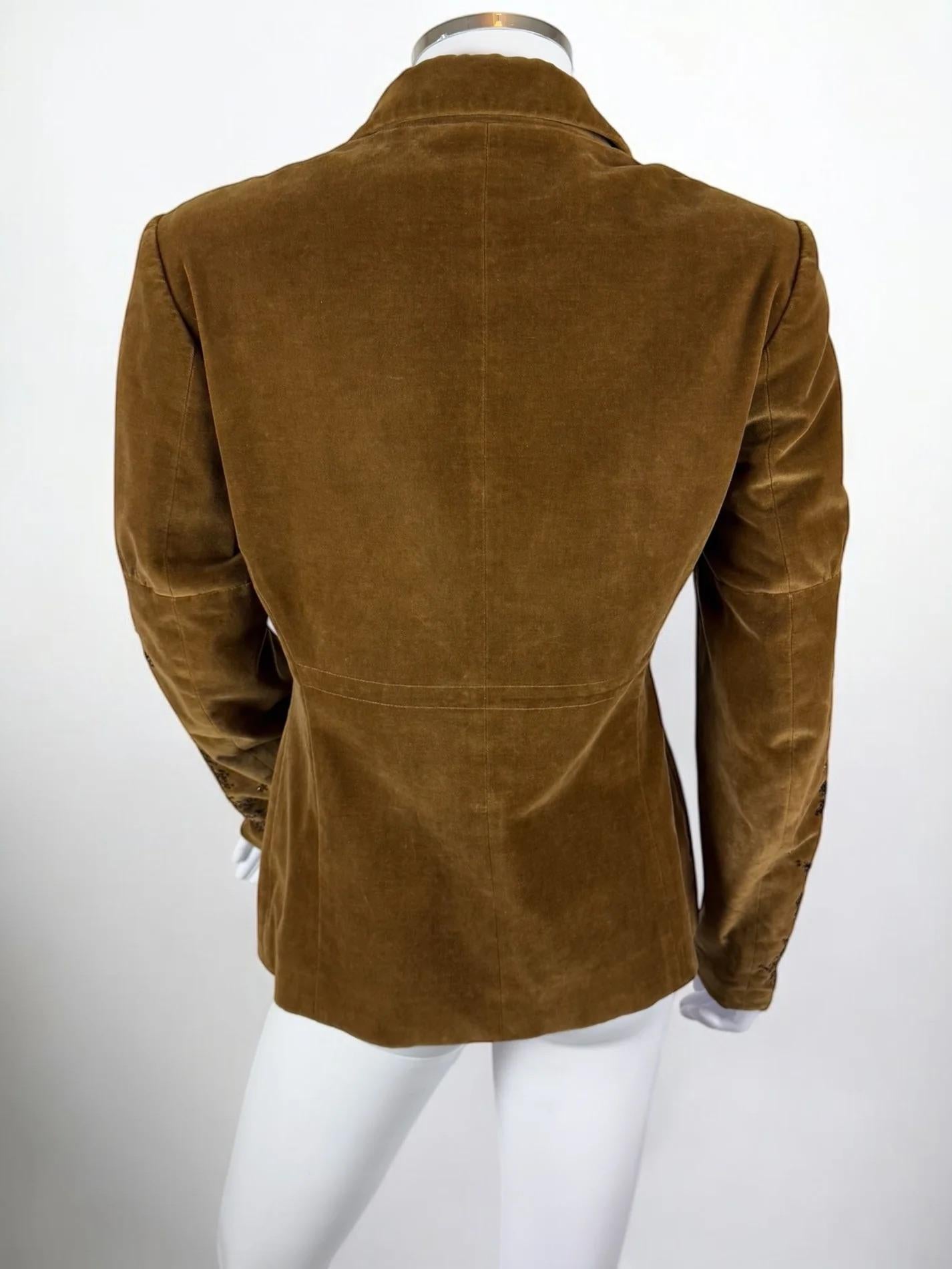 Dries Van Noten Brown Velvet Beaded Blazer, FW 1999 For Sale 3