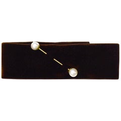 Dries Van Noten Brown Velvet Choker w/ Pearl