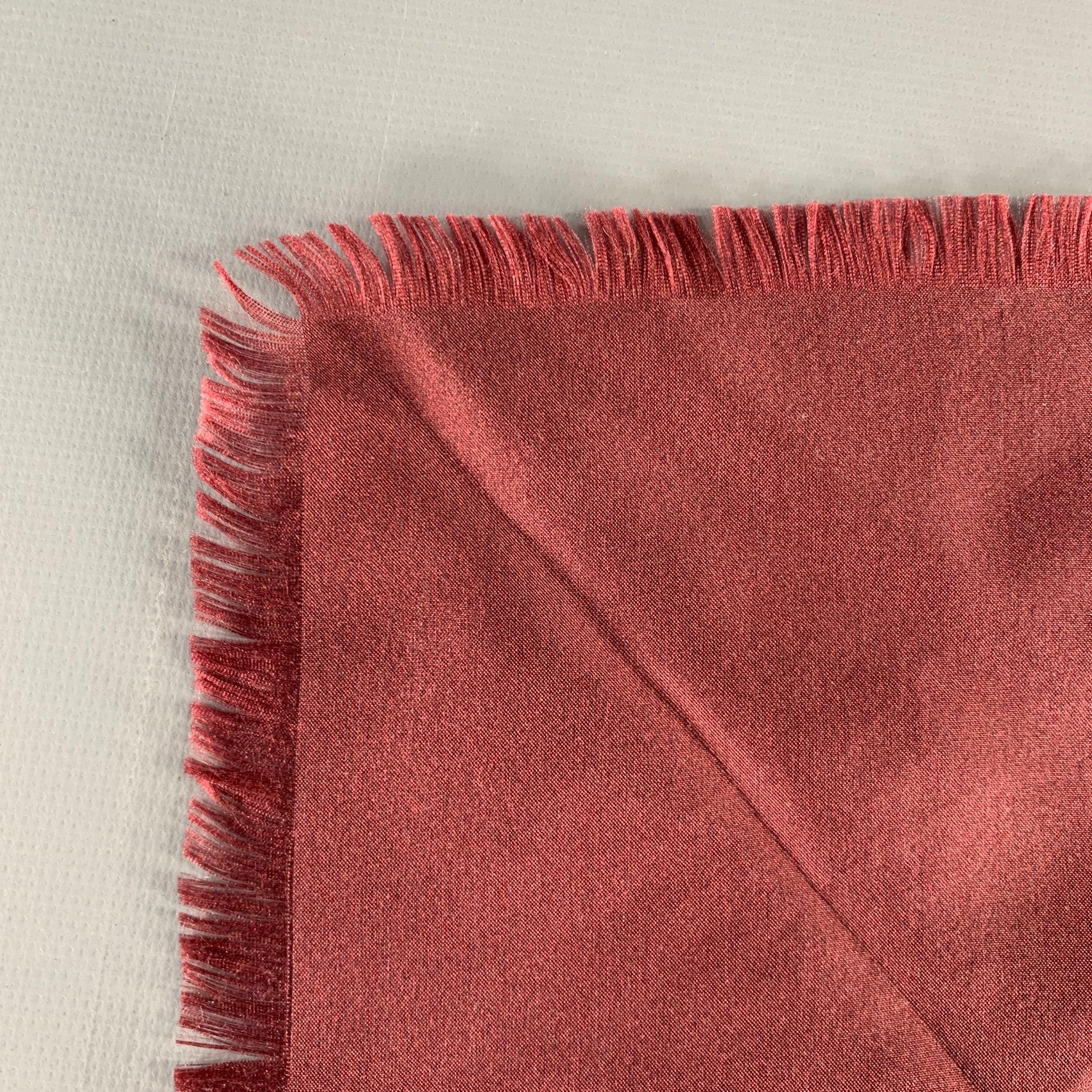 Red DRIES VAN NOTEN Burgundy Beige Dancing Man Silk Pocket Square