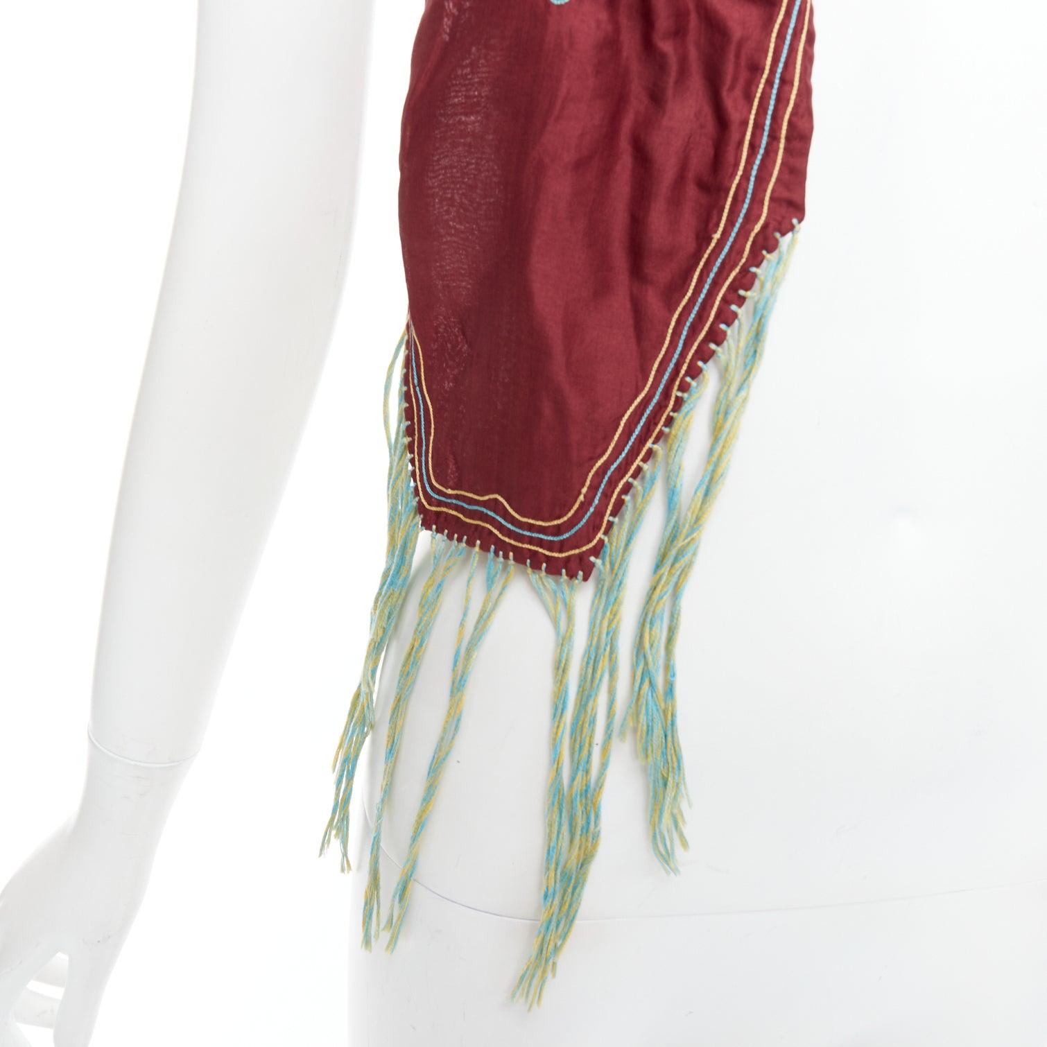 DRIES VAN NOTEN burgundy green silk cotton fringe wrap scarf
Reference: PRWU/A00170
Brand: Dries Van Noten
Material: Silk, Cotton
Color: Green, Burgundy
Pattern: Solid
Made in: Belgium

CONDITION:
Condition: Excellent, this item was pre-owned and is