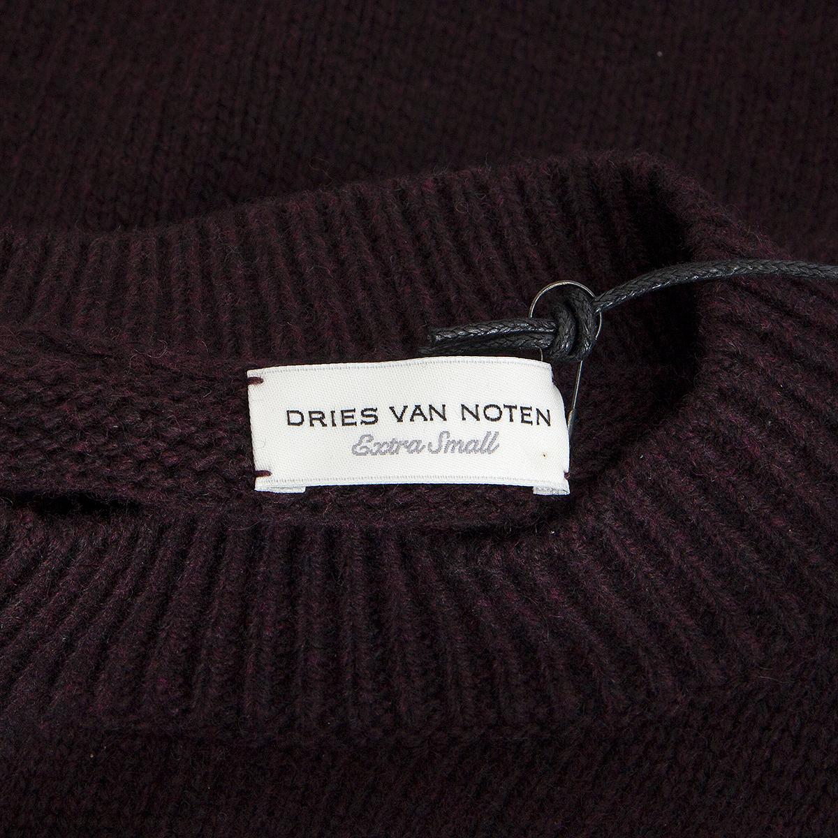 Women's DRIES VAN NOTEN burgundy wool CREWENECK Sweater XS For Sale