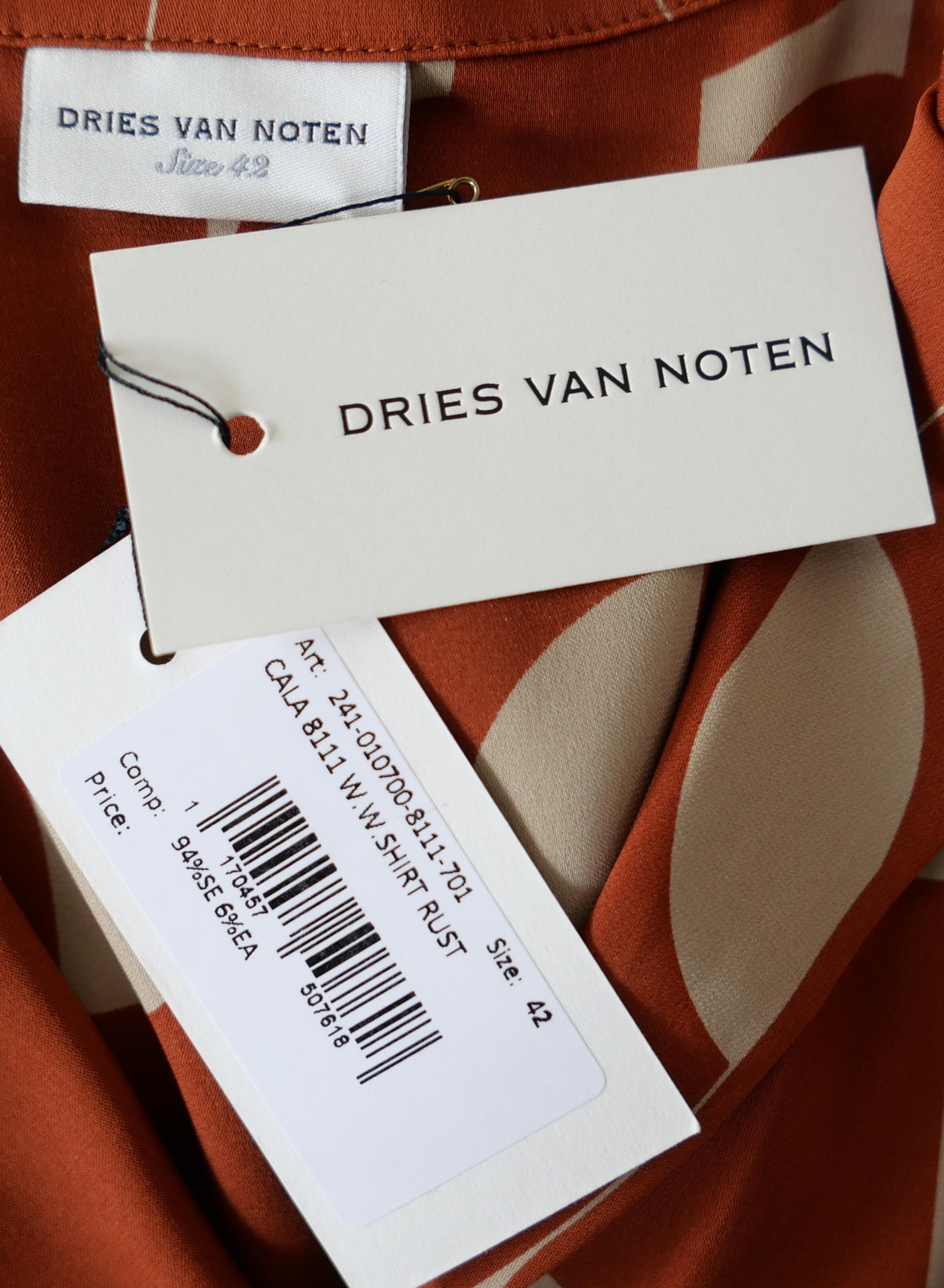 Dries van Noten Cala Bluse Retro Print Seide Damen im Angebot