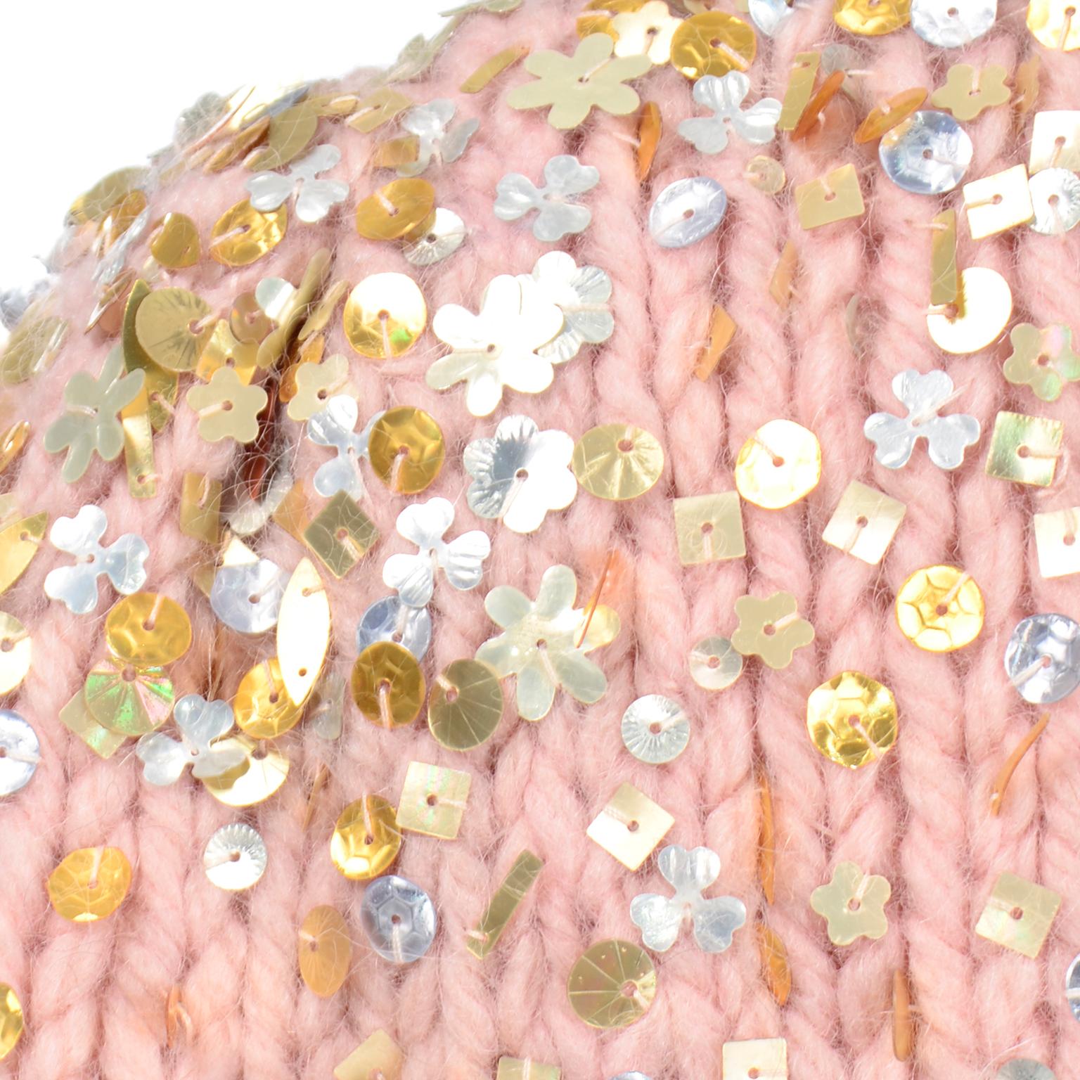 Dries Van Noten Chunky Pullover aus Wolle und Mohair in Rosa mit Pailletten 3
