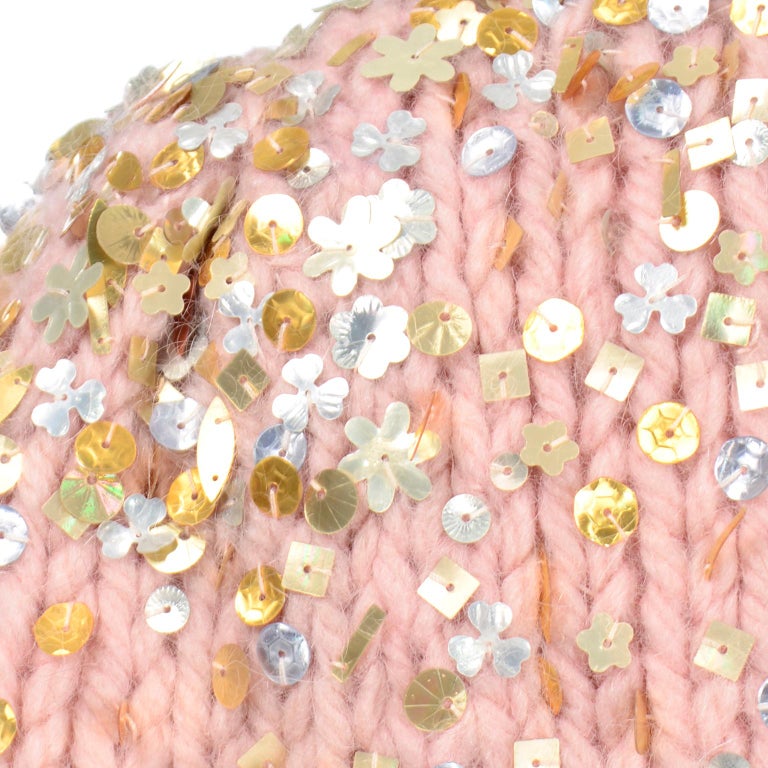 Mohair Sequins Diamond Knit Sweater