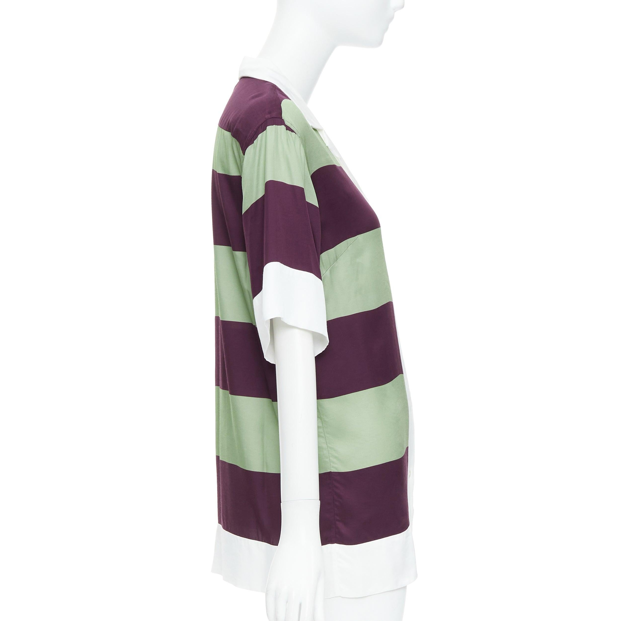 DRIES VAN NOTEN Clive 8142 camicia da bowling a righe verdi e viola FR34 XS In condizioni Nuovo in vendita a Hong Kong, NT