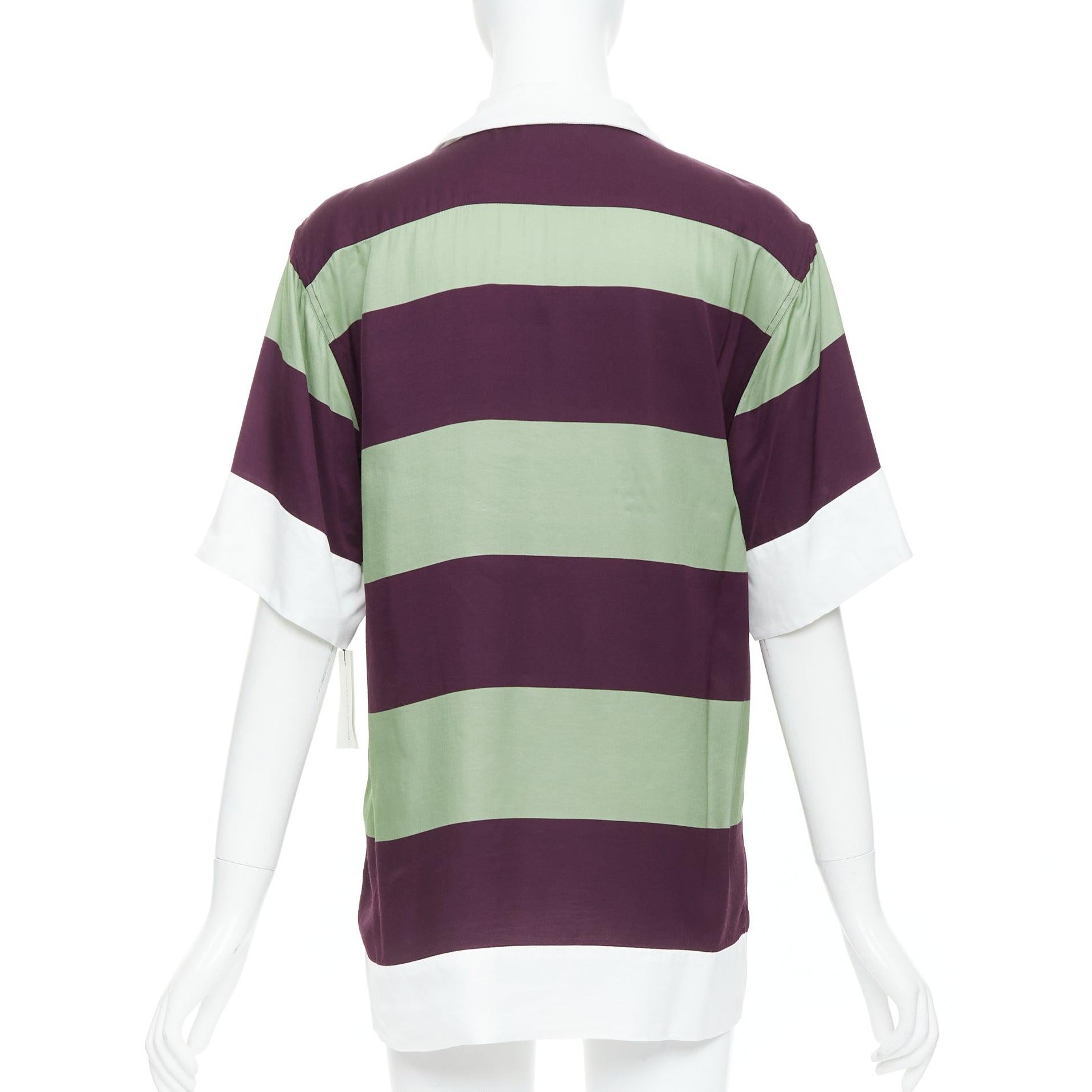 Donna DRIES VAN NOTEN Clive 8142 camicia da bowling a righe verdi e viola FR34 XS in vendita