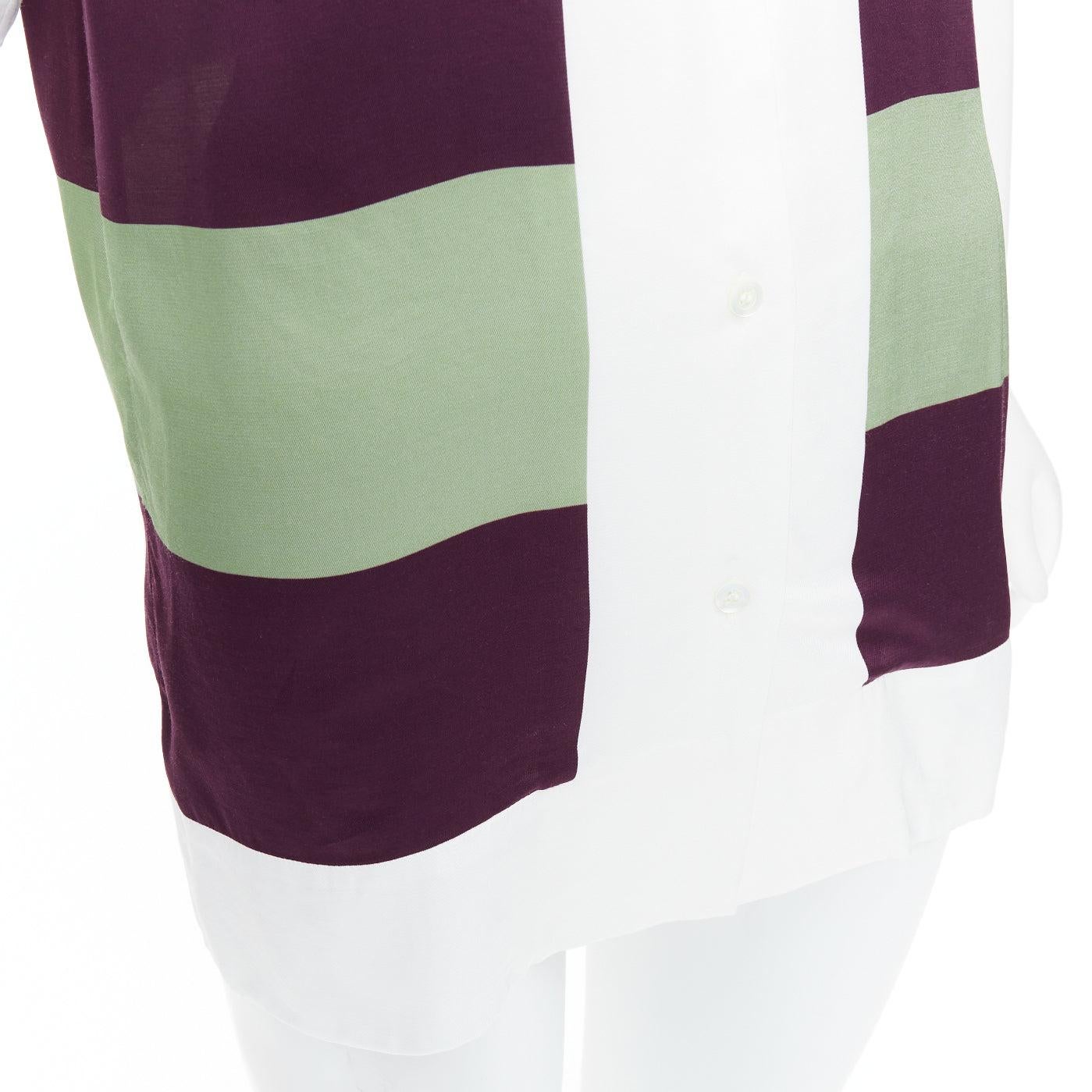 DRIES VAN NOTEN Clive 8142 camicia da bowling a righe verdi e viola FR34 XS in vendita 2