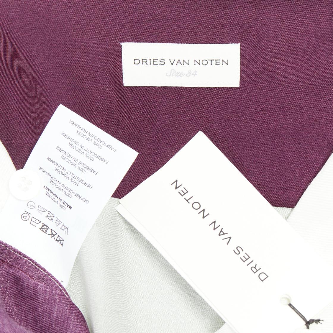 DRIES VAN NOTEN Clive 8142 camicia da bowling a righe verdi e viola FR34 XS in vendita 3