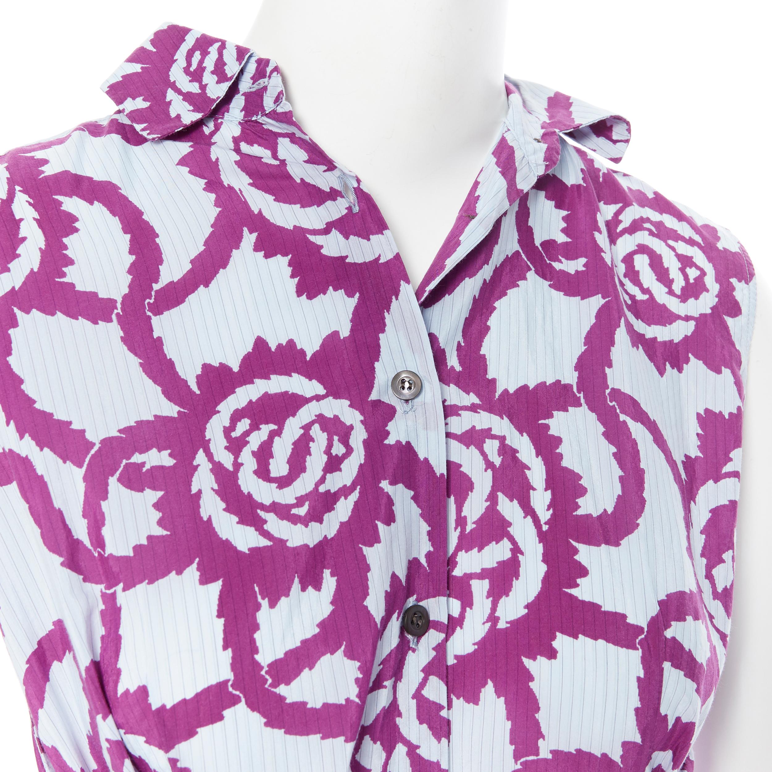 DRIES VAN NOTEN cotton cupro bluhe floral bring wrap tie sleeveless shirt FR36 1