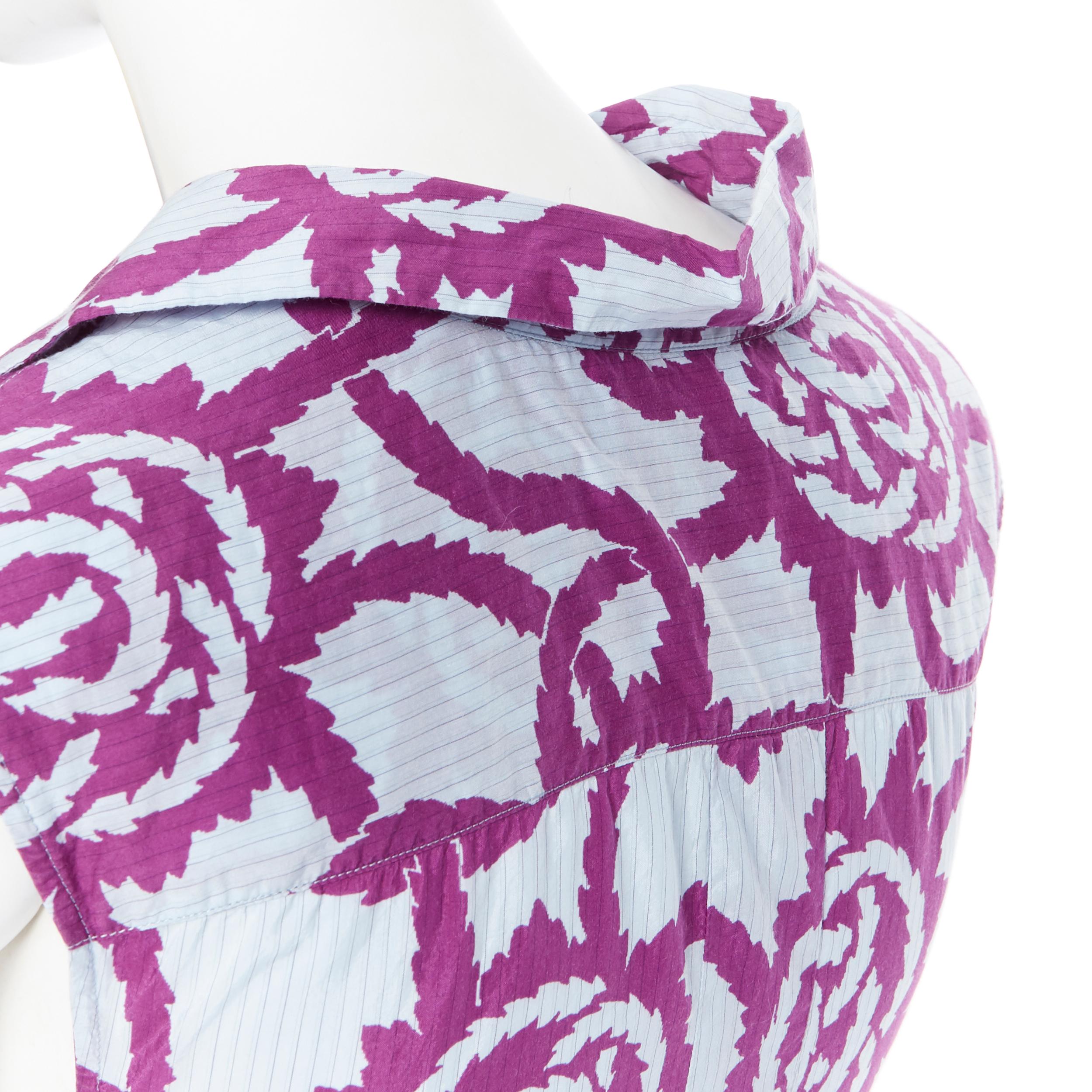 DRIES VAN NOTEN cotton cupro bluhe floral bring wrap tie sleeveless shirt FR36 3