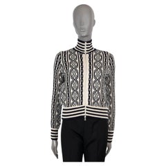 Dries van Noten, maglione con zip frontale in lana blu e crema S
