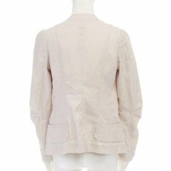 DRIES VAN NOTEN cream floral jacquard spread collar pleated sleeve jacket FR36 S
