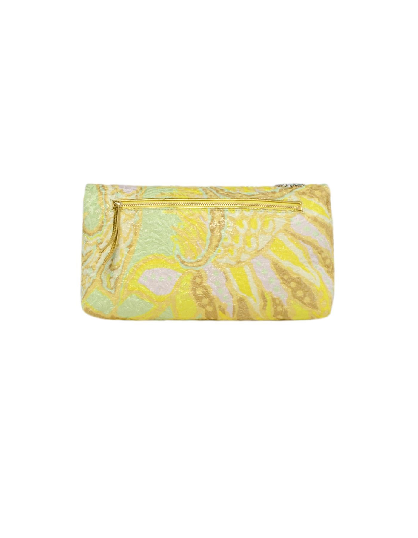 Beige Dries van Noten Crystal Embellished Brocade Envelope Clutch Bag rt $1, 250