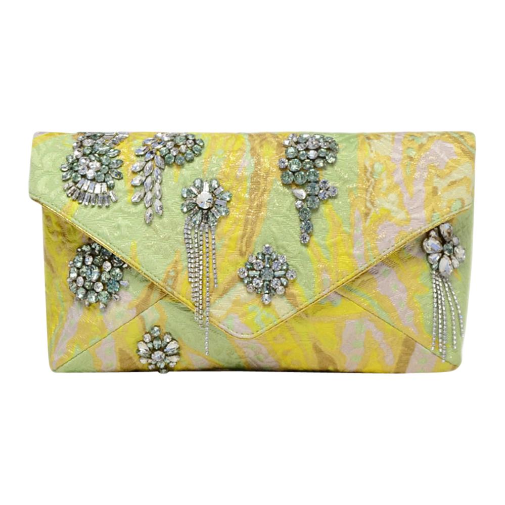 Dries van Noten Crystal Embellished Brocade Envelope Clutch Bag rt $1, 250