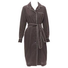 DRIES VAN NOTEN Daltos, accappatoio in 100% cotone bordeaux con cintura FR36 XS