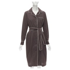 DRIES VAN NOTEN Daltos 100% cotton burgundy pyjama robe belted dress FR36 XS