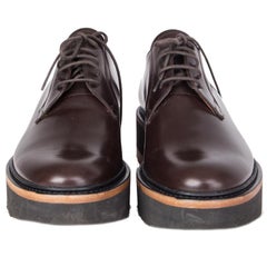 DRIES VAN NOTEN dark brown leather PLATFORM DERBY Flats Shoes 40