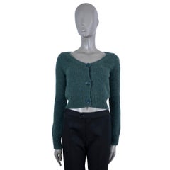 DRIES VAN NOTEN dark green alpaca CROPPED Cardigan Sweater XS