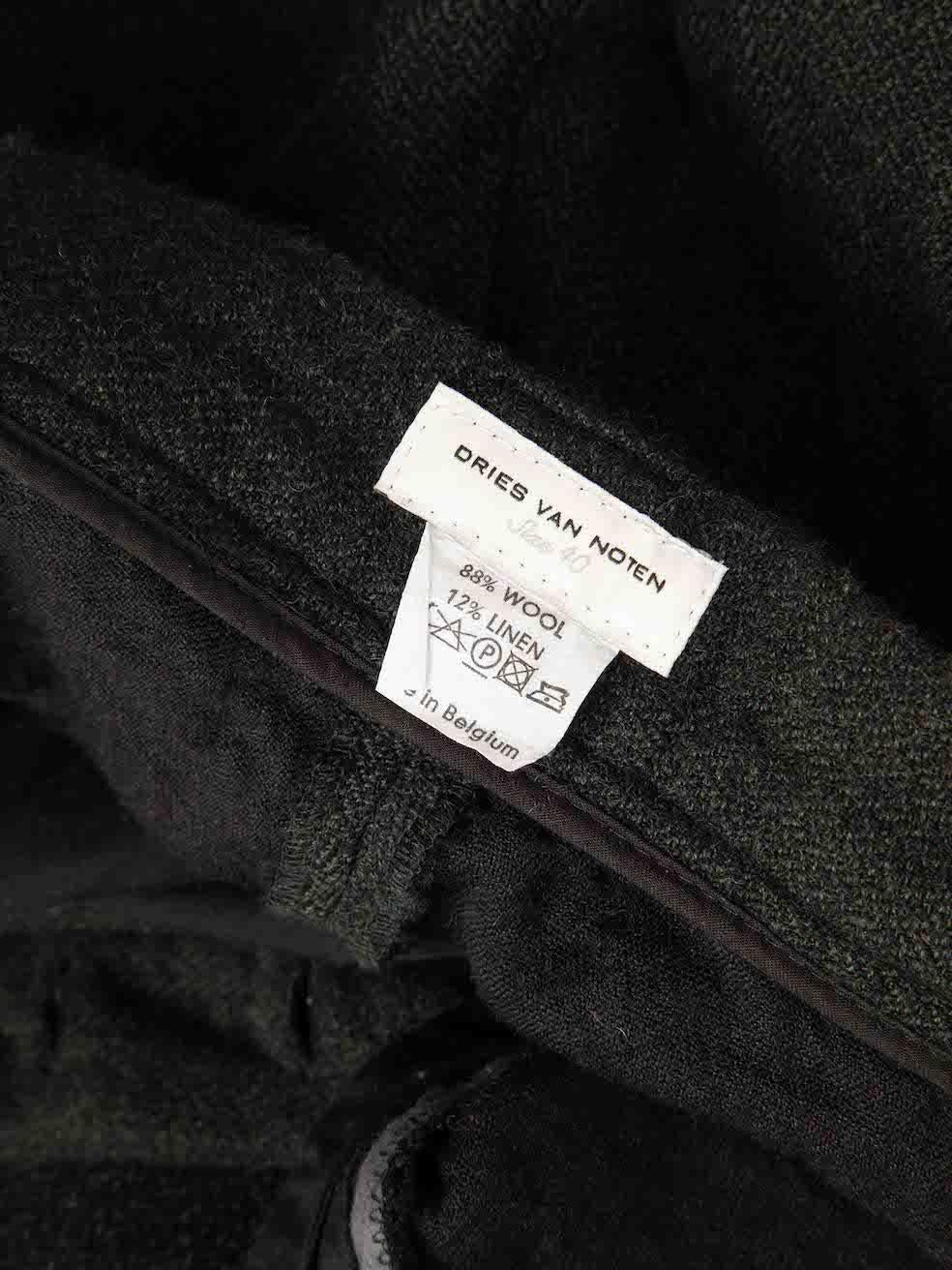 Dries Van Noten Dark Green Wool Trousers Size L For Sale 1