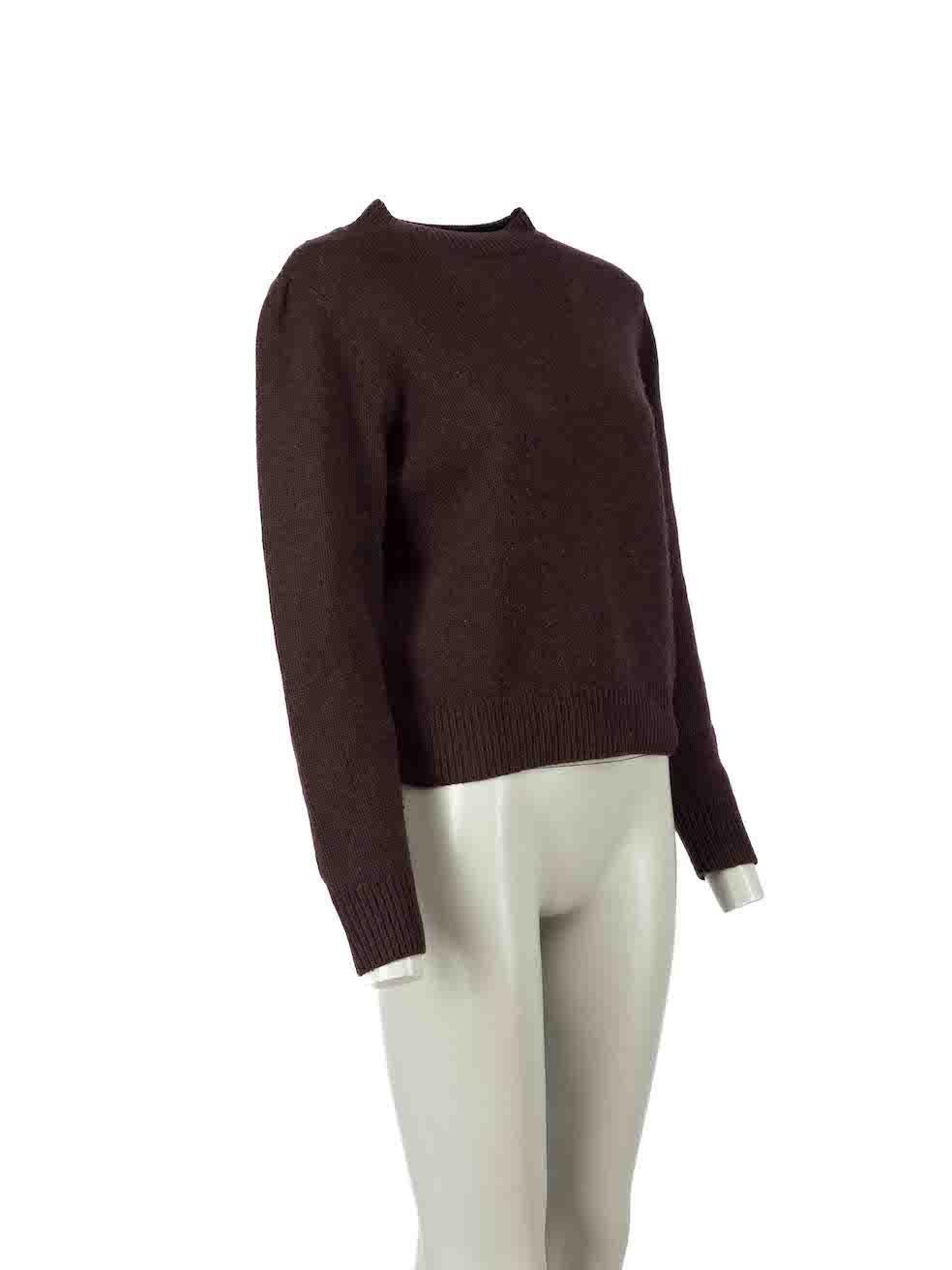 CONDITION is Very good. Minimal wear to jumper is evident. Minimal pilling to overall wool material on this used Dries Van Noten designer resale item.
 
Details
Dark plum
Wool
Knit jumper
Long sleeves
Round neck
 
Made in China
 
Composition
100%