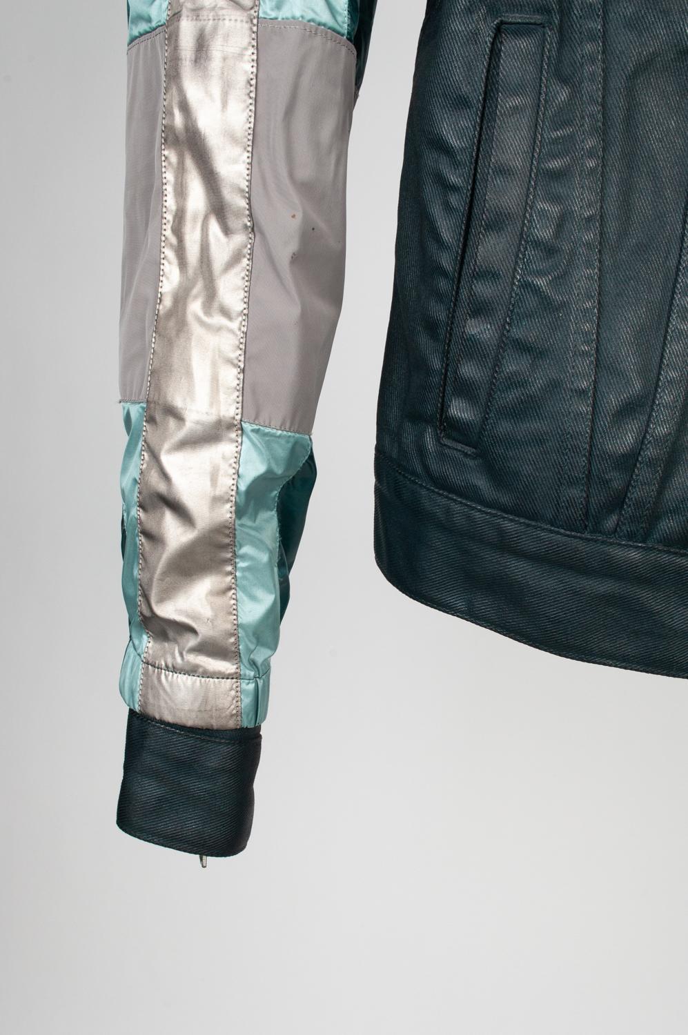 Dries Van Noten denim men jacket coated denim, detailed, Size slim M (small) In Good Condition For Sale In Kaunas, LT