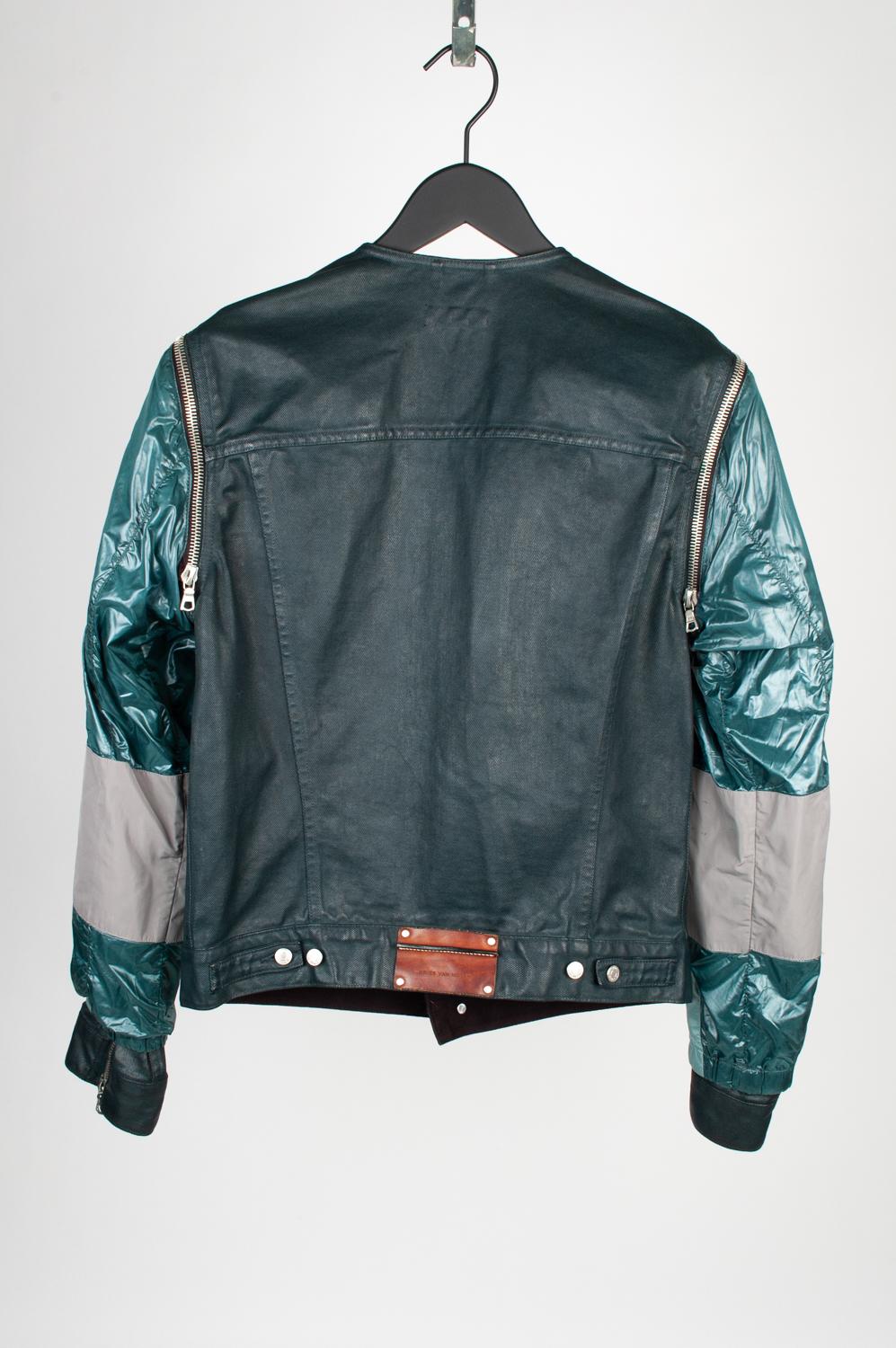 Men's Dries Van Noten denim men jacket coated denim, detailed, Size slim M (small) For Sale