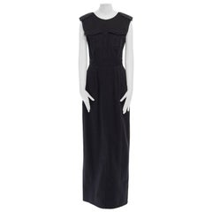 DRIES VAN NOTEN Dresda black washed cotton utility maxi dress FR38 US6 UK10 M