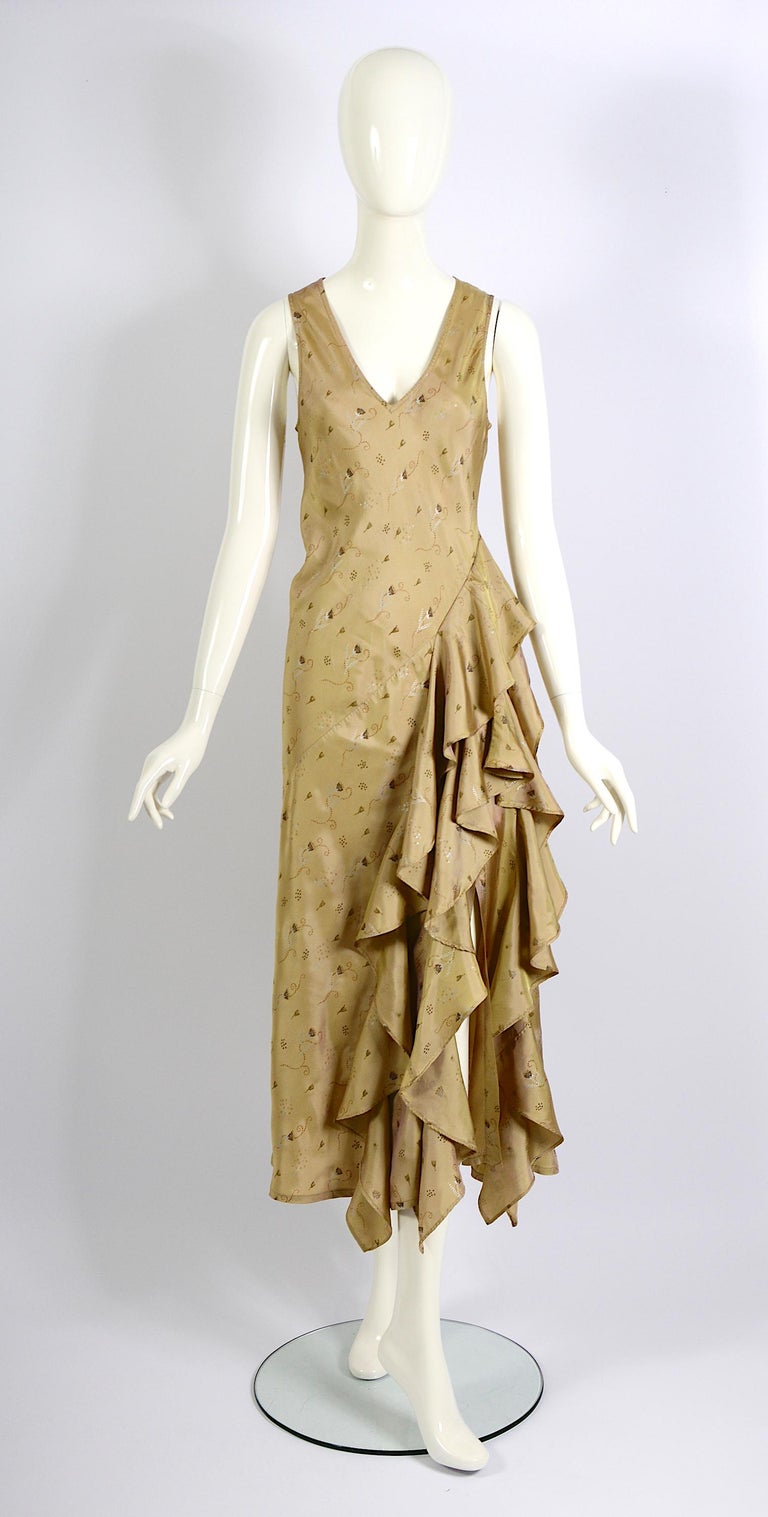 dries van noten gold dress Dries Van Noten Silver/Gold Dress Sz-Fr 42 – Closet NV Shop main image 1