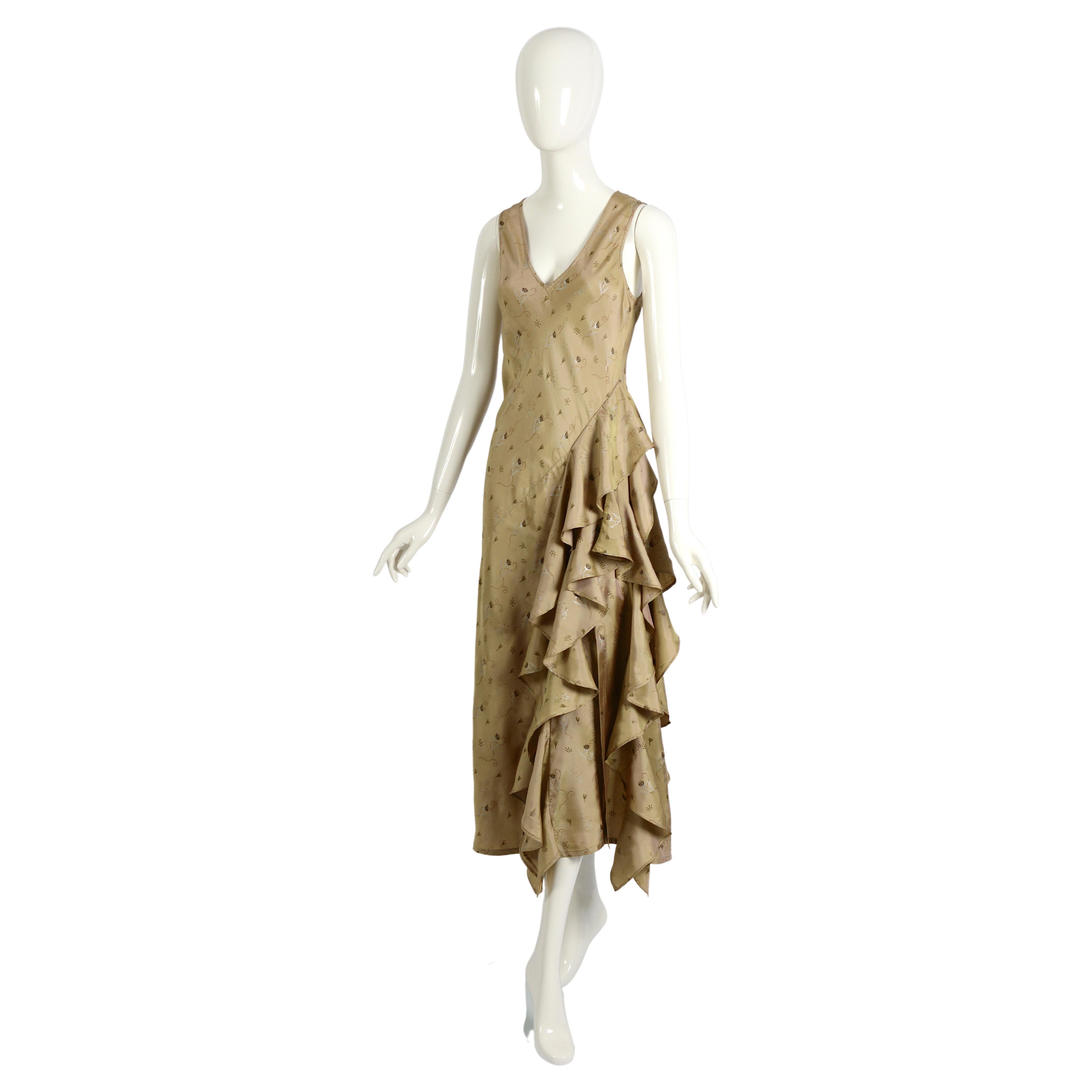 Dries van Noten Fall Winter 1998 Bias Cut Ruffled Flower Print Slip-On Dress For Sale 9