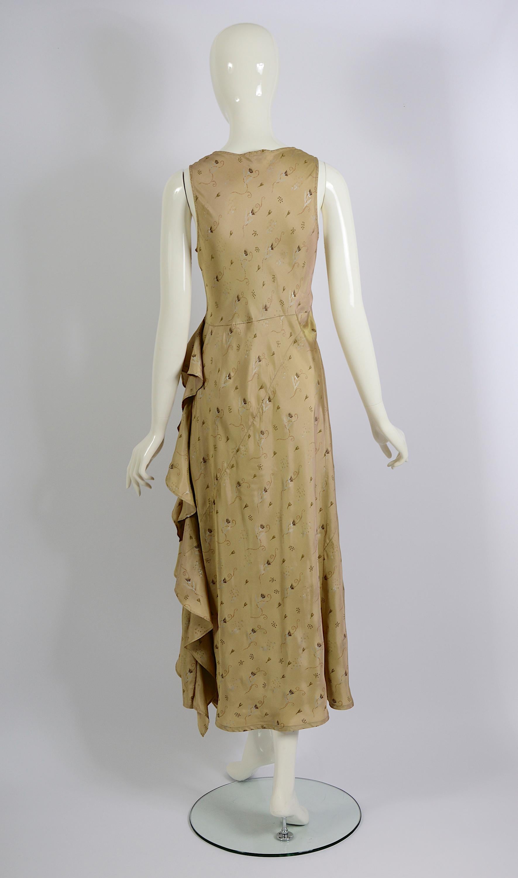 Dries van Noten Fall Winter 1998 Bias Cut Ruffled Flower Print Slip-On Dress For Sale 2