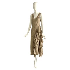 Dries van Noten schräg geschnittenes, gerafftes Slip-on-Kleid mit Blumendruck, H/W 1998