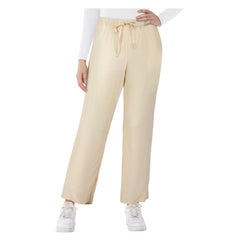 Dries Van Noten Ecru Drawstring Straight Trousers Size M