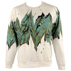 DRIES VAN NOTEN F/W 18 Size L White Ebru Marble Print Cotton Sweatshirt