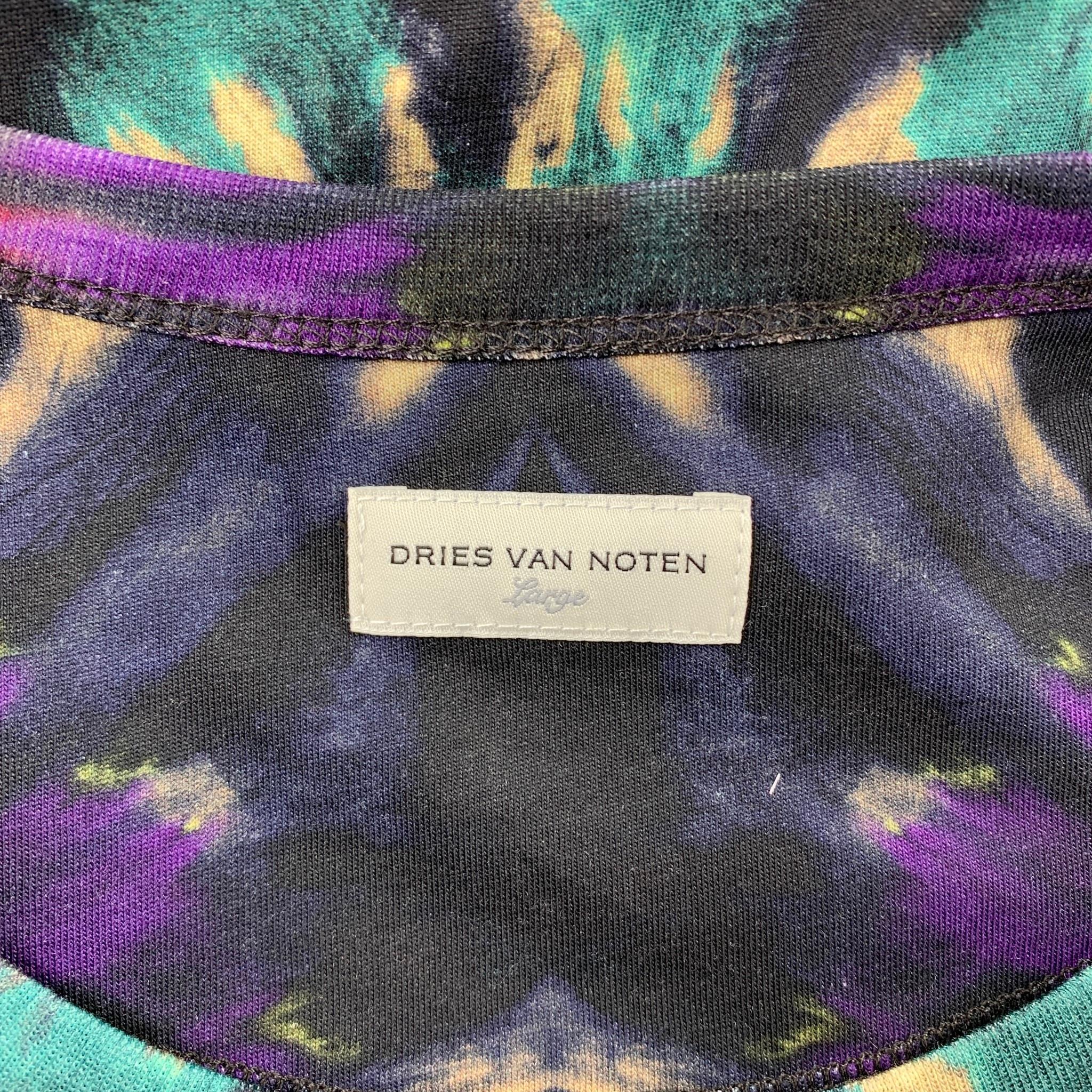 Black DRIES VAN NOTEN F/W 2019 Size L Multi-Color Tie Dye Cotton Crew-Neck T-shirt