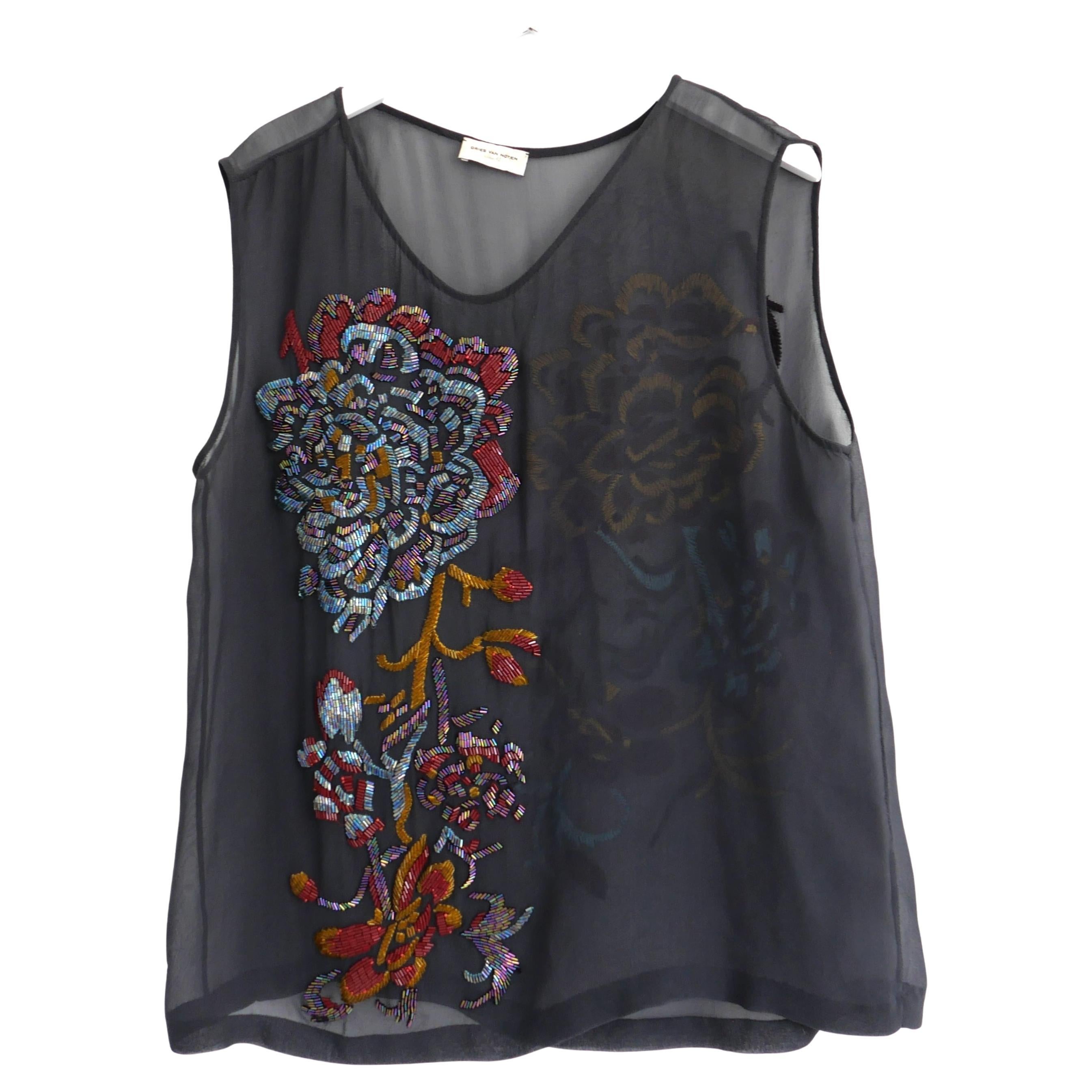 Dries Van Noten - Camicetta vintage con perline Autunno 2003 in vendita