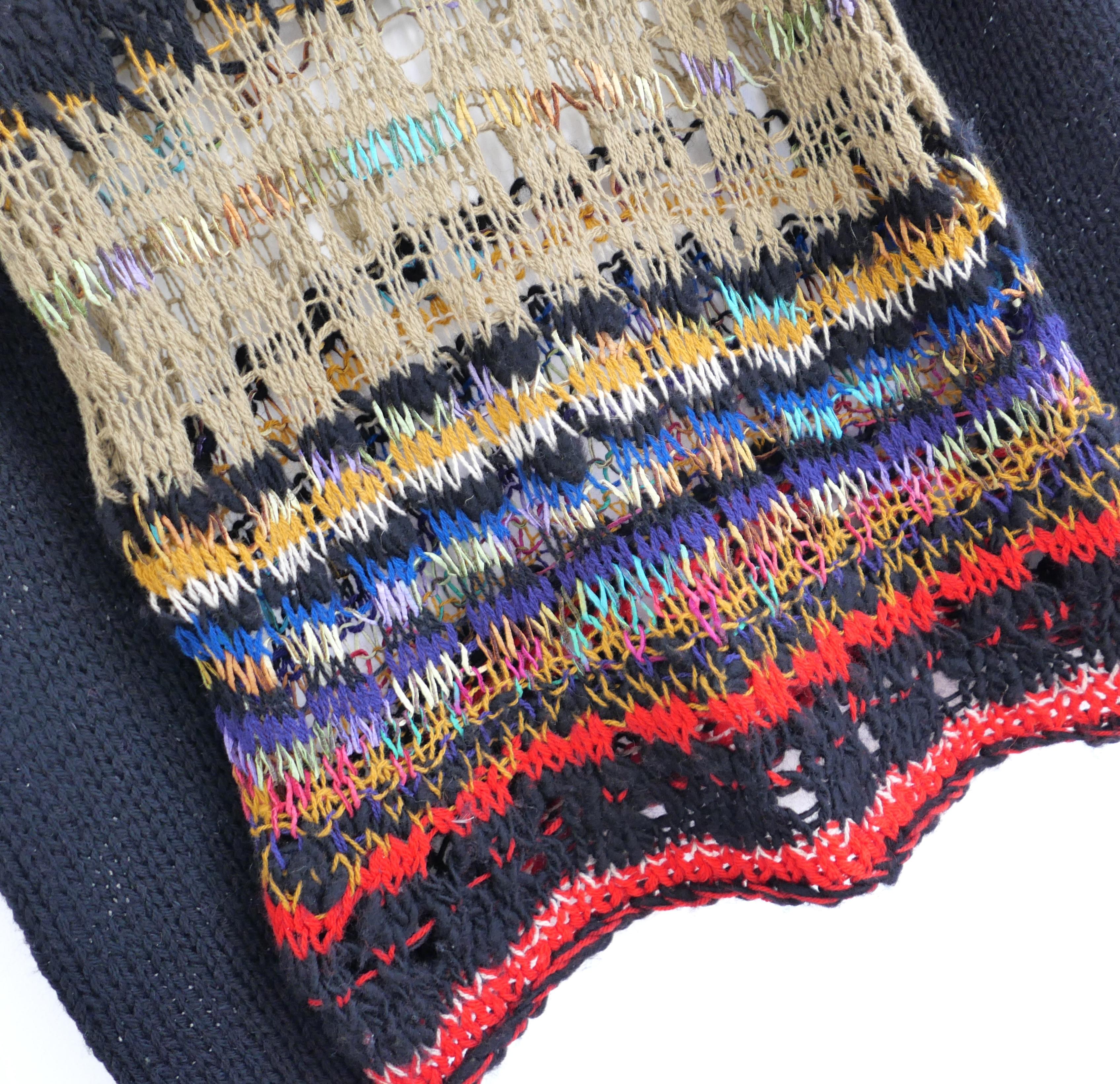 Noir Pull Vintage Distressed de Dries Van Noten Automne 2008 en vente