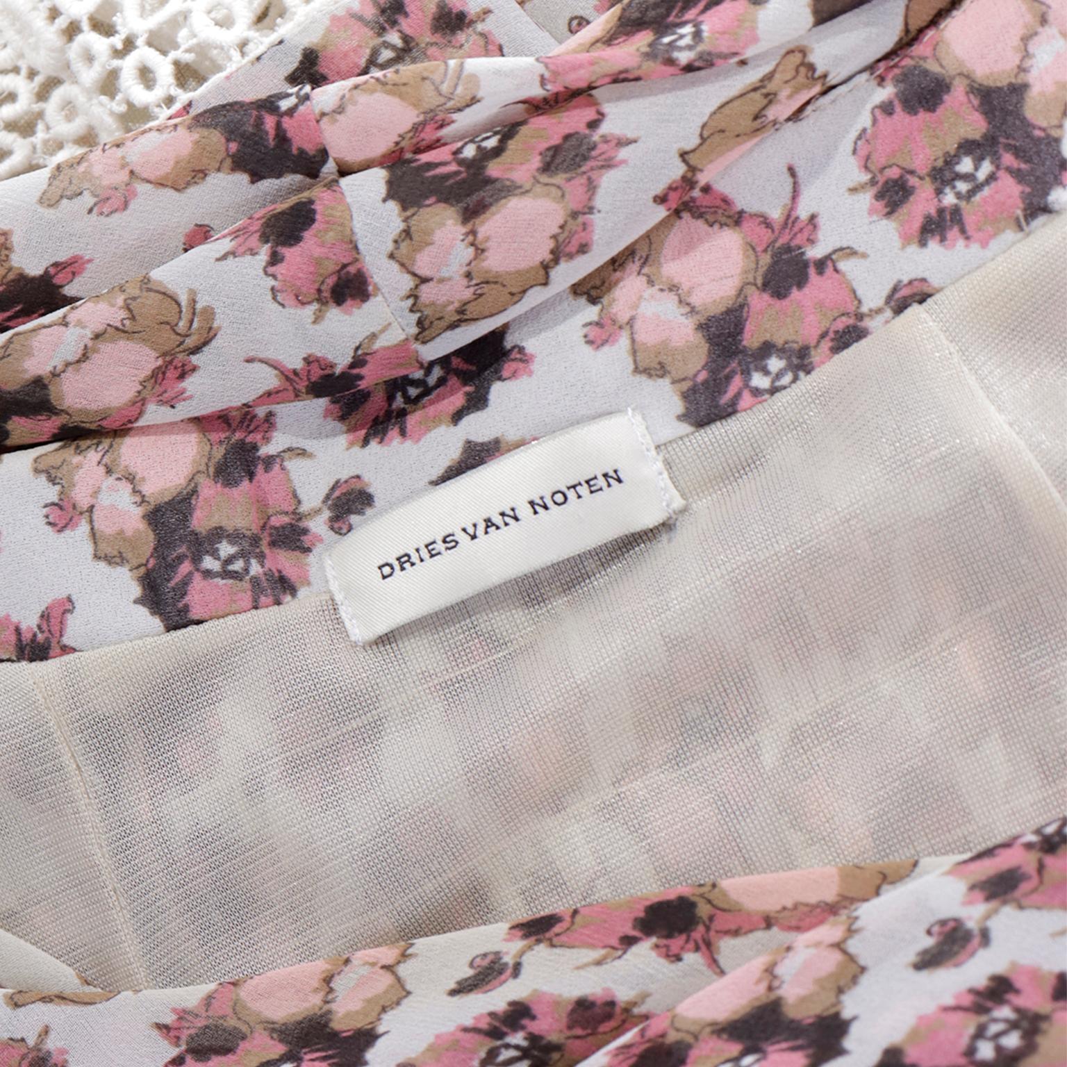 Dries Van Noten mini-robe à fleurs avec ourlet en dentelle au crochet en vente 6