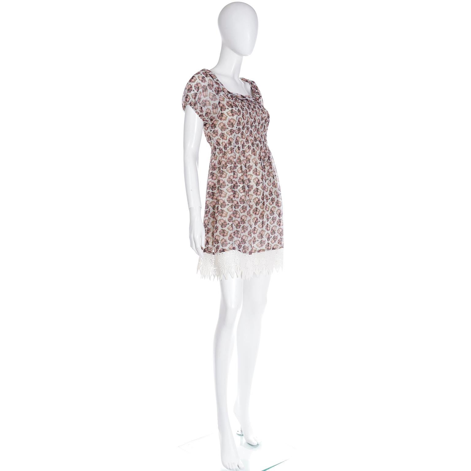 Dries Van Noten mini-robe à fleurs avec ourlet en dentelle au crochet en vente 1