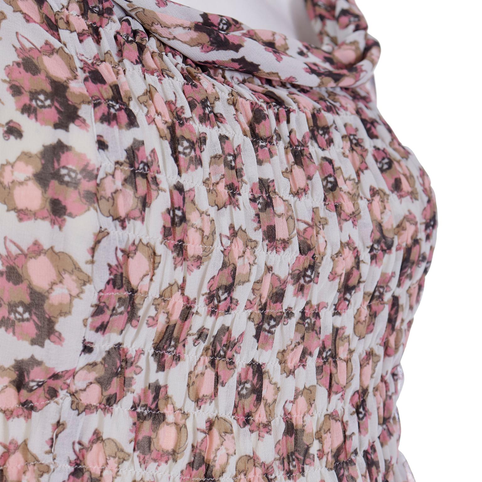 Dries Van Noten Floral Mini Dress With Crochet Lace Hem For Sale 2