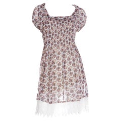 Dries Van Noten Floral Mini Dress With Crochet Lace Hem