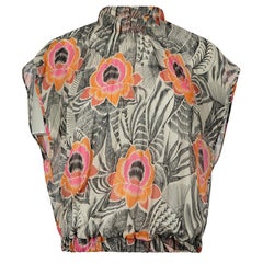 Dries Van Noten Floral Print Pleat Accent Top Size S