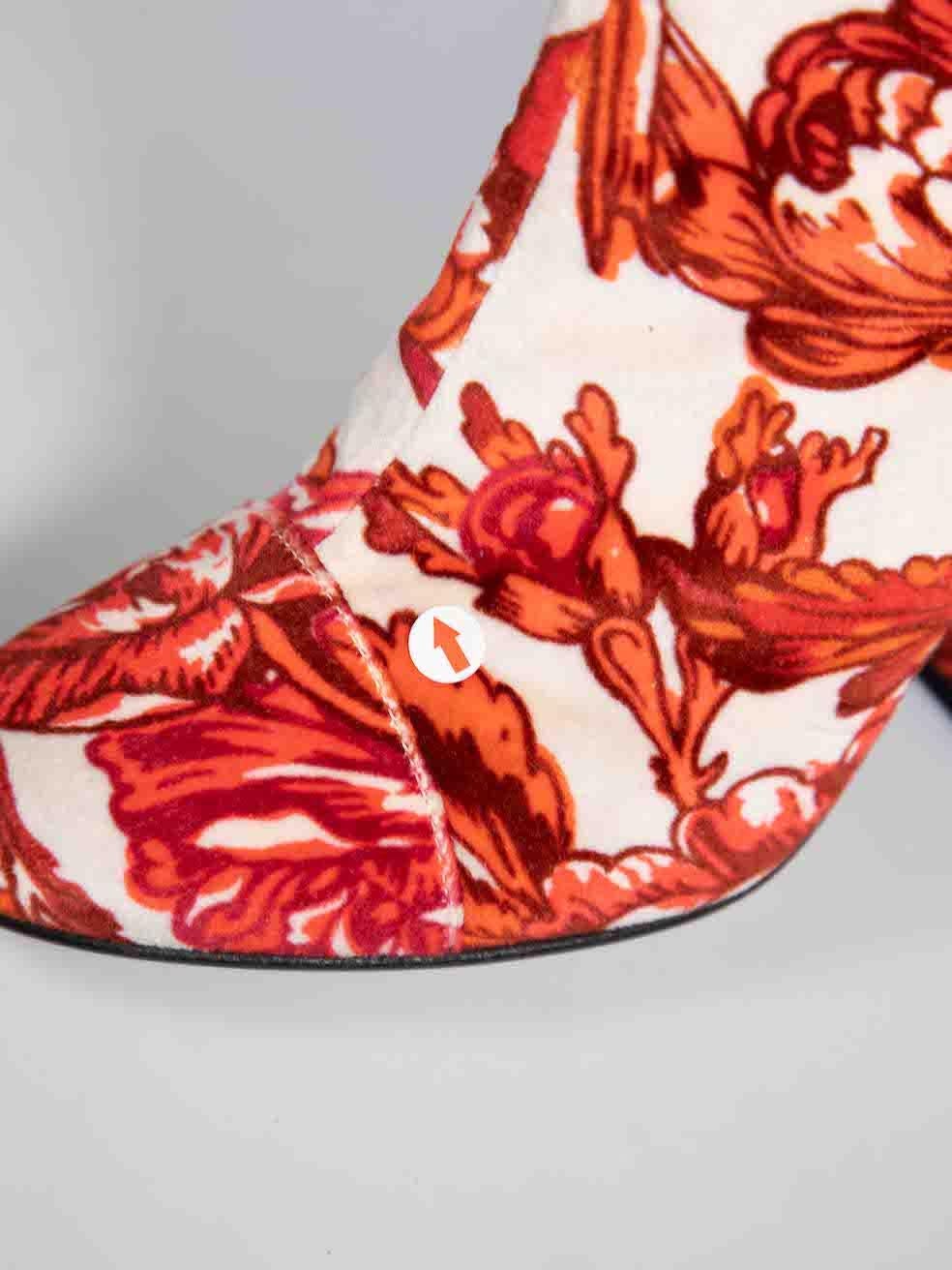 Dries Van Noten Floral Print Velvet Ankle Boots Size IT 37.5 For Sale 1