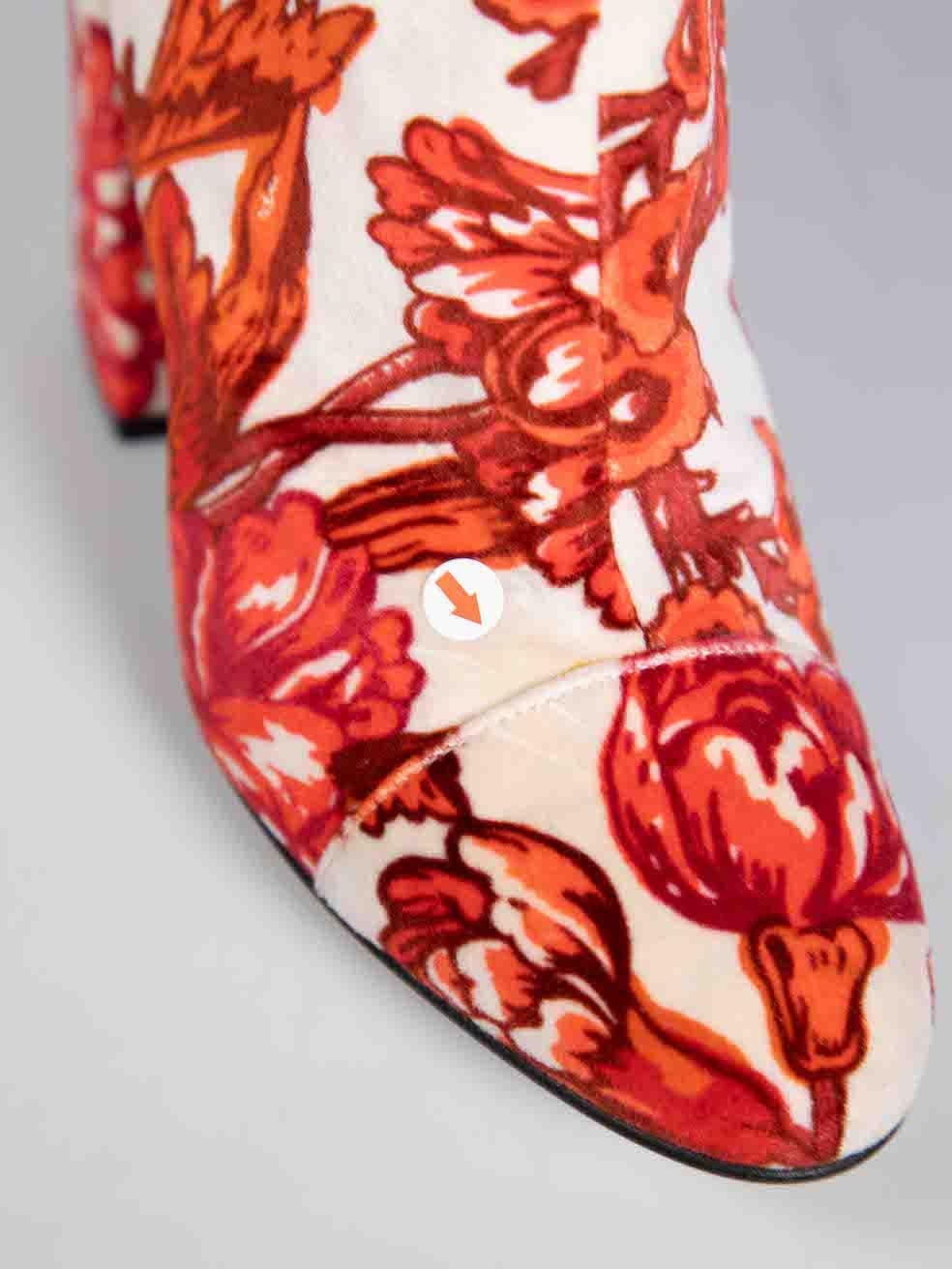 Dries Van Noten Floral Print Velvet Ankle Boots Size IT 37.5 For Sale 2