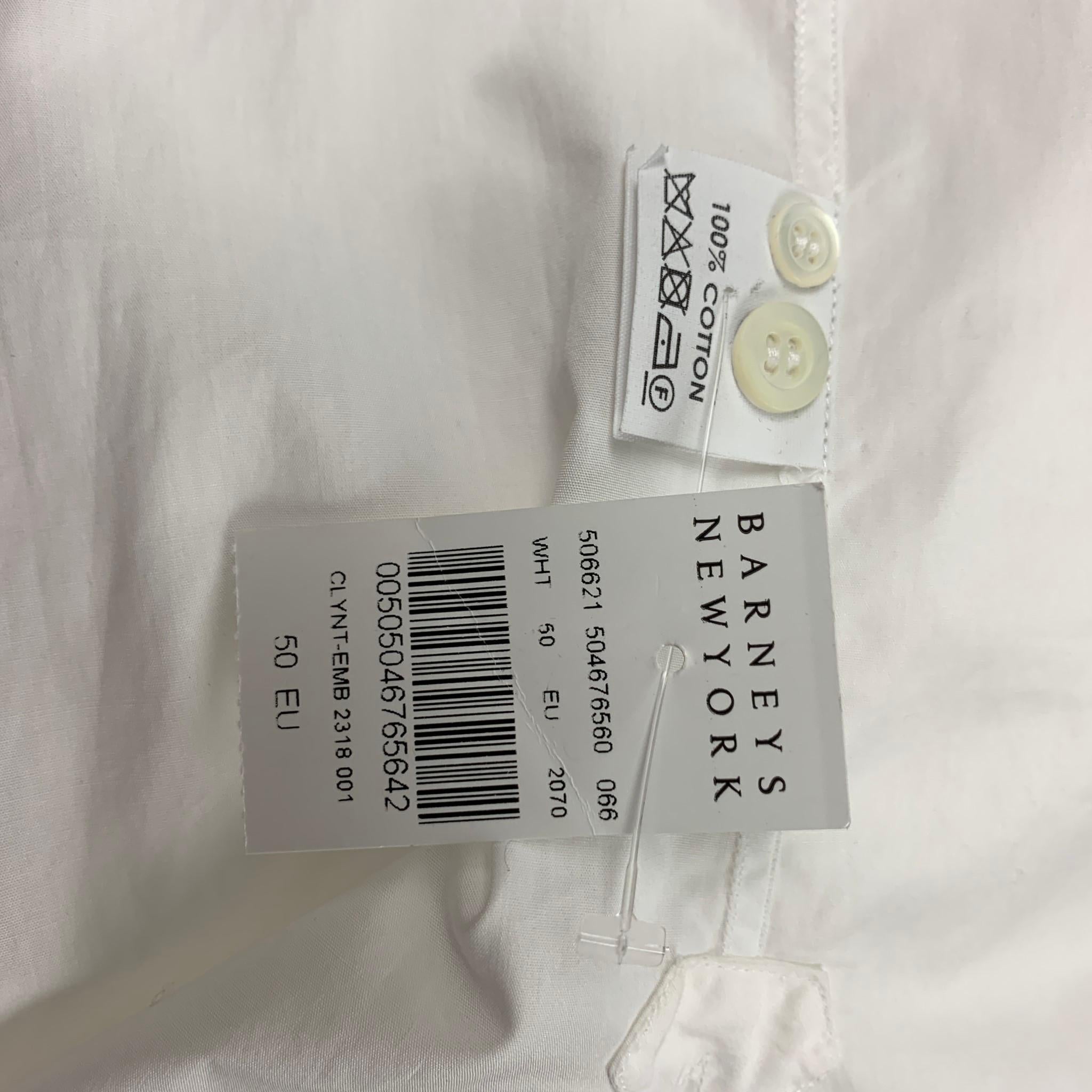 Men's DRIES VAN NOTEN FW 16 Size M White Embroidery Cotton Long Sleeve Shirt