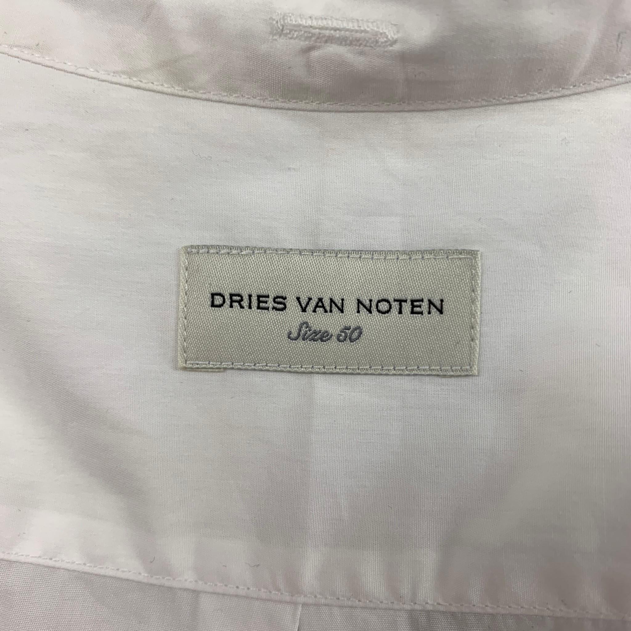 DRIES VAN NOTEN FW 16 Size M White Embroidery Cotton Long Sleeve Shirt 1
