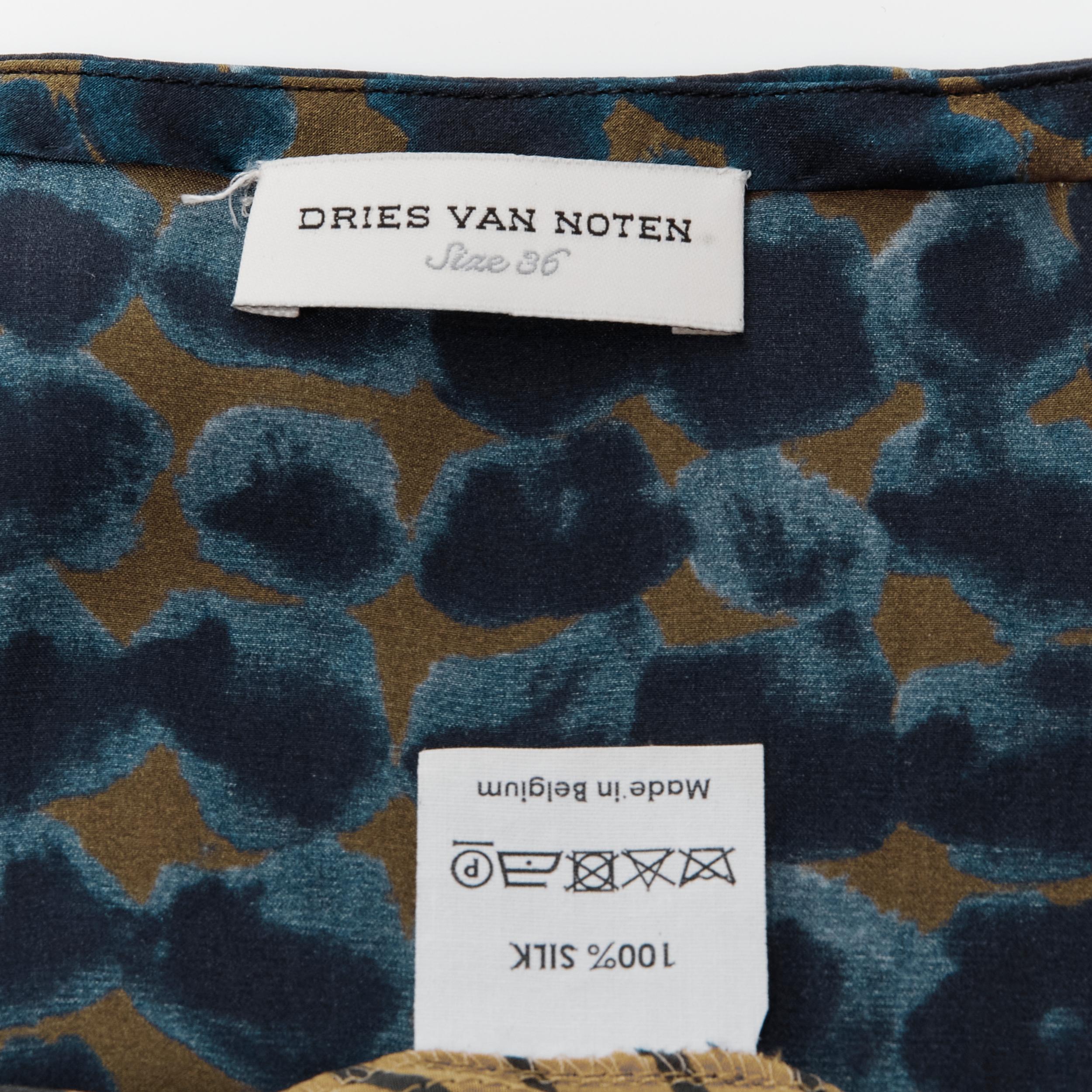 DRIES VAN NOTEN geometric draped silk asymmetric cotton sleeves dress FR36 S For Sale 5