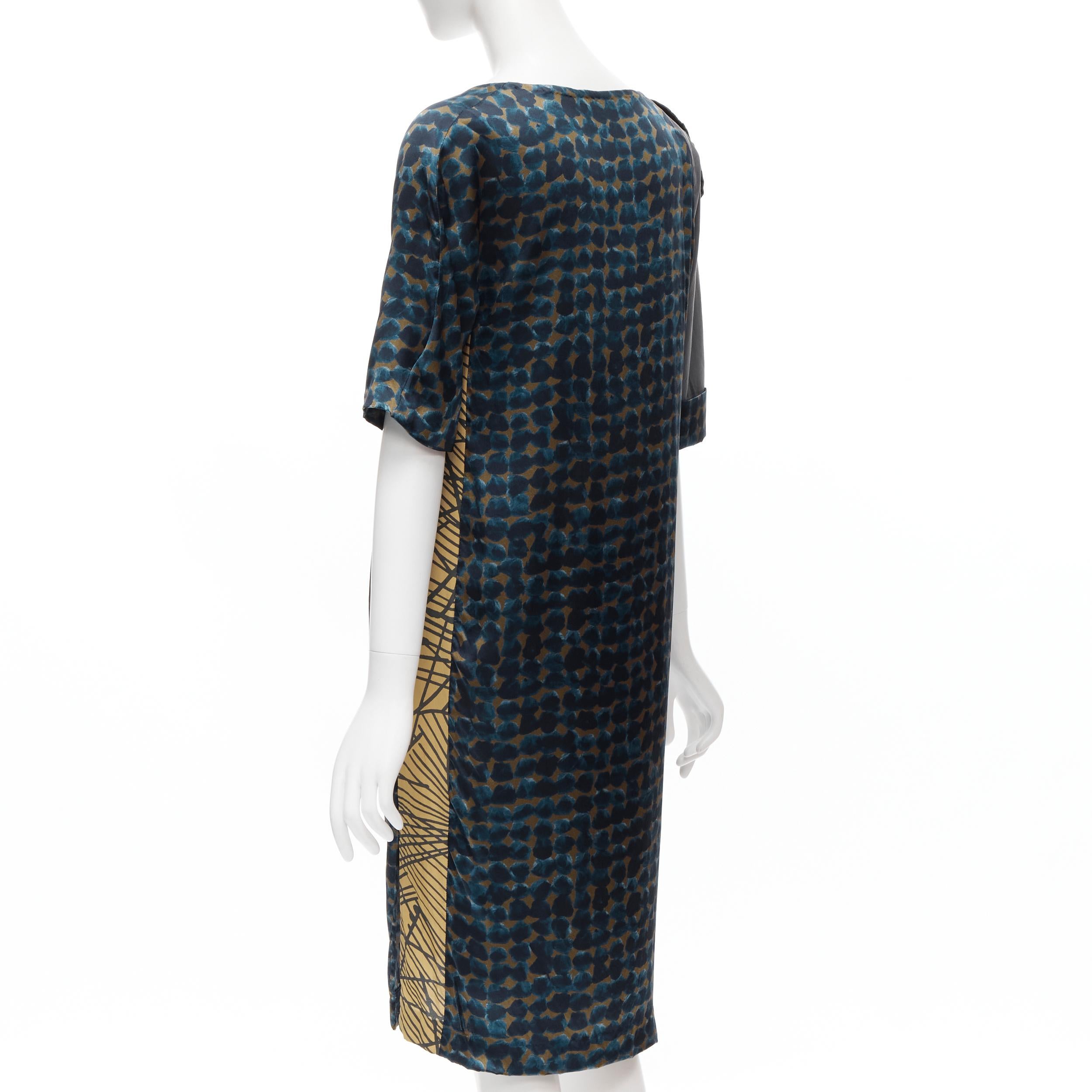 Women's DRIES VAN NOTEN geometric draped silk asymmetric cotton sleeves dress FR36 S For Sale