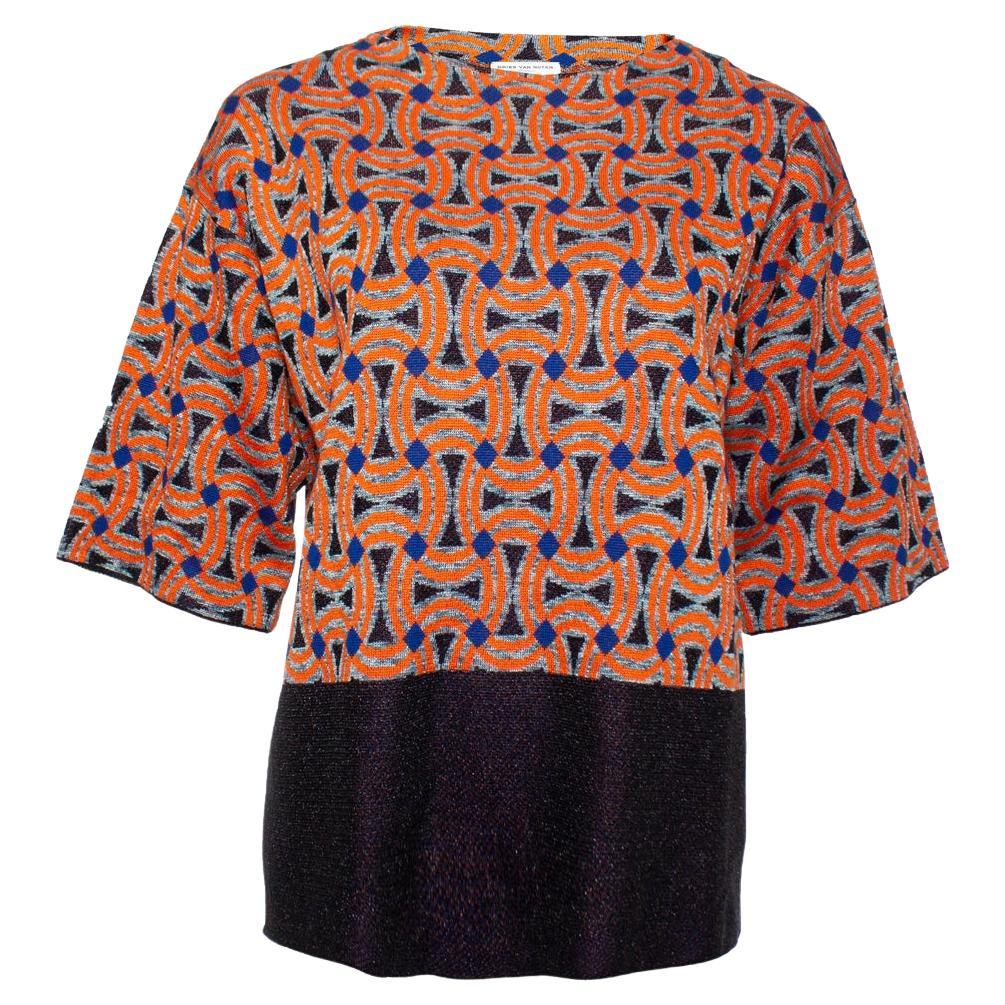 Dries van Noten, Geometric lurex top For Sale