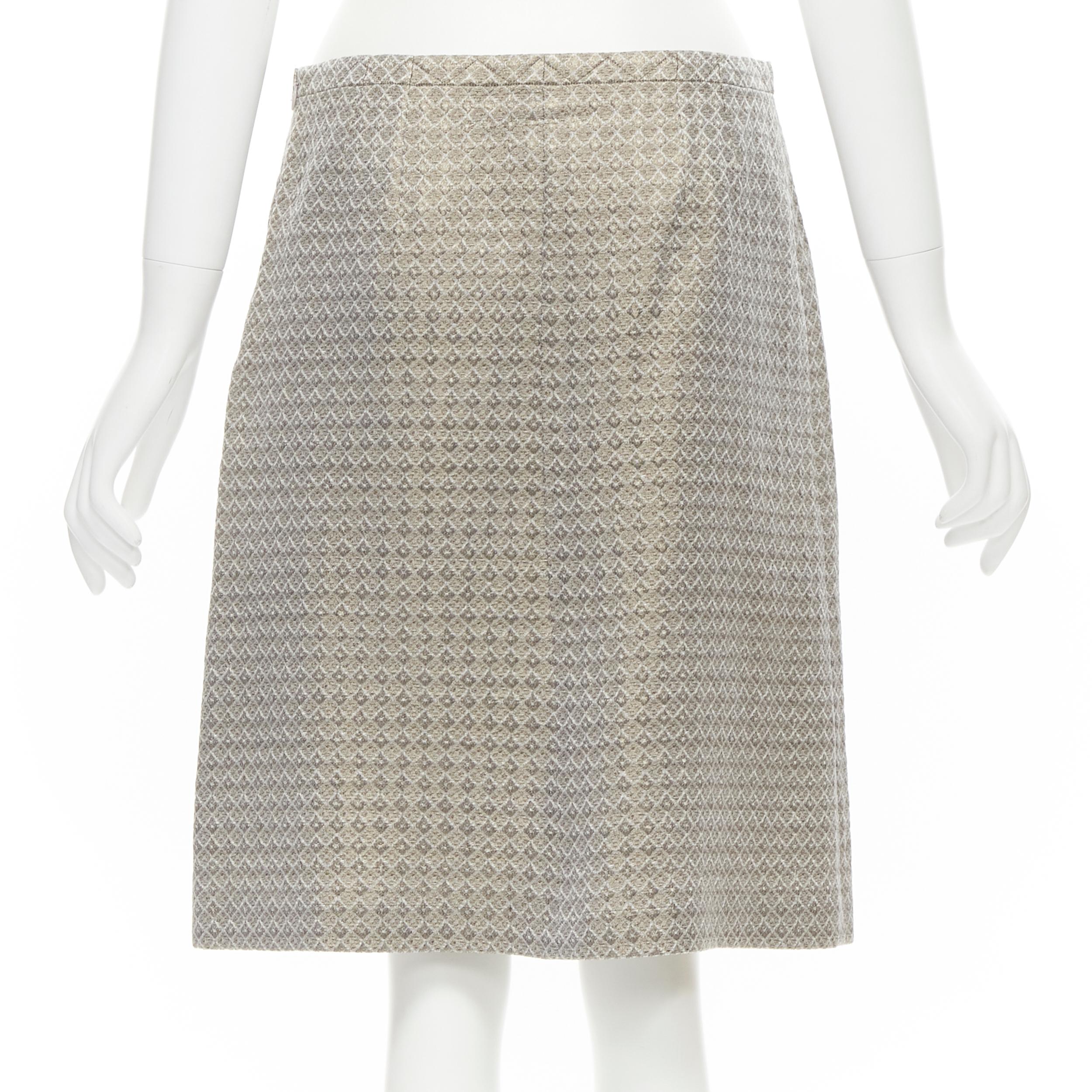DRIES VAN NOTEN gold coated jacquard cotton belted knee lnegth skirt FR36 S In Excellent Condition For Sale In Hong Kong, NT
